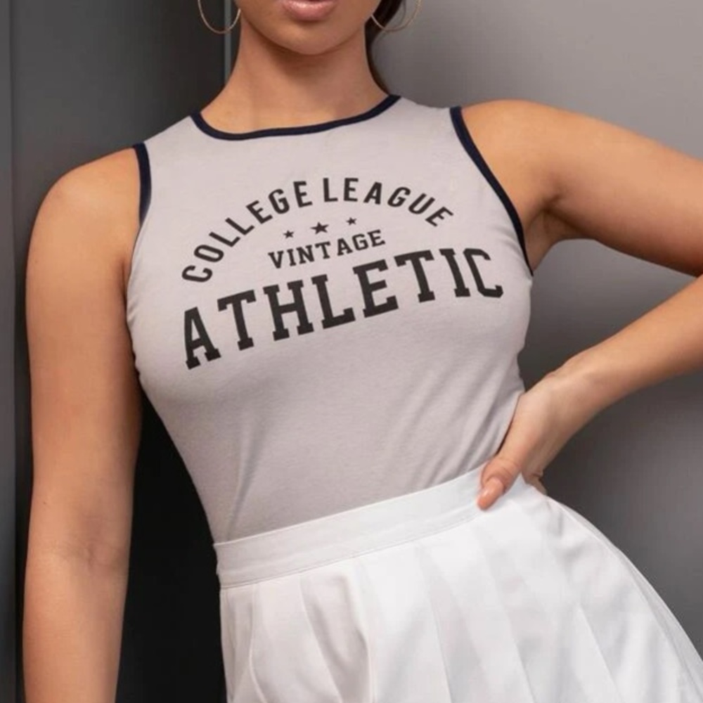 Cropped tank top vintage college athletic